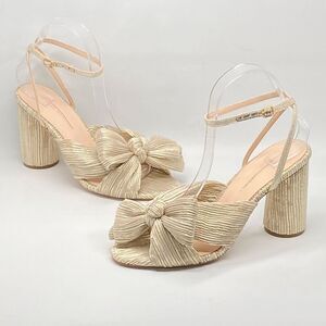 Loeffler Randall Camellia Knotted Lamé Sandals size 8